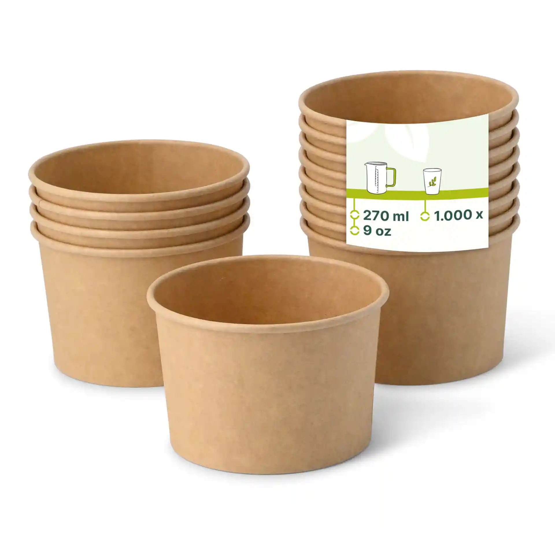 Eisbecher aus Pappe M, 200, max. 270 ml, Ø 92 mm, braun
