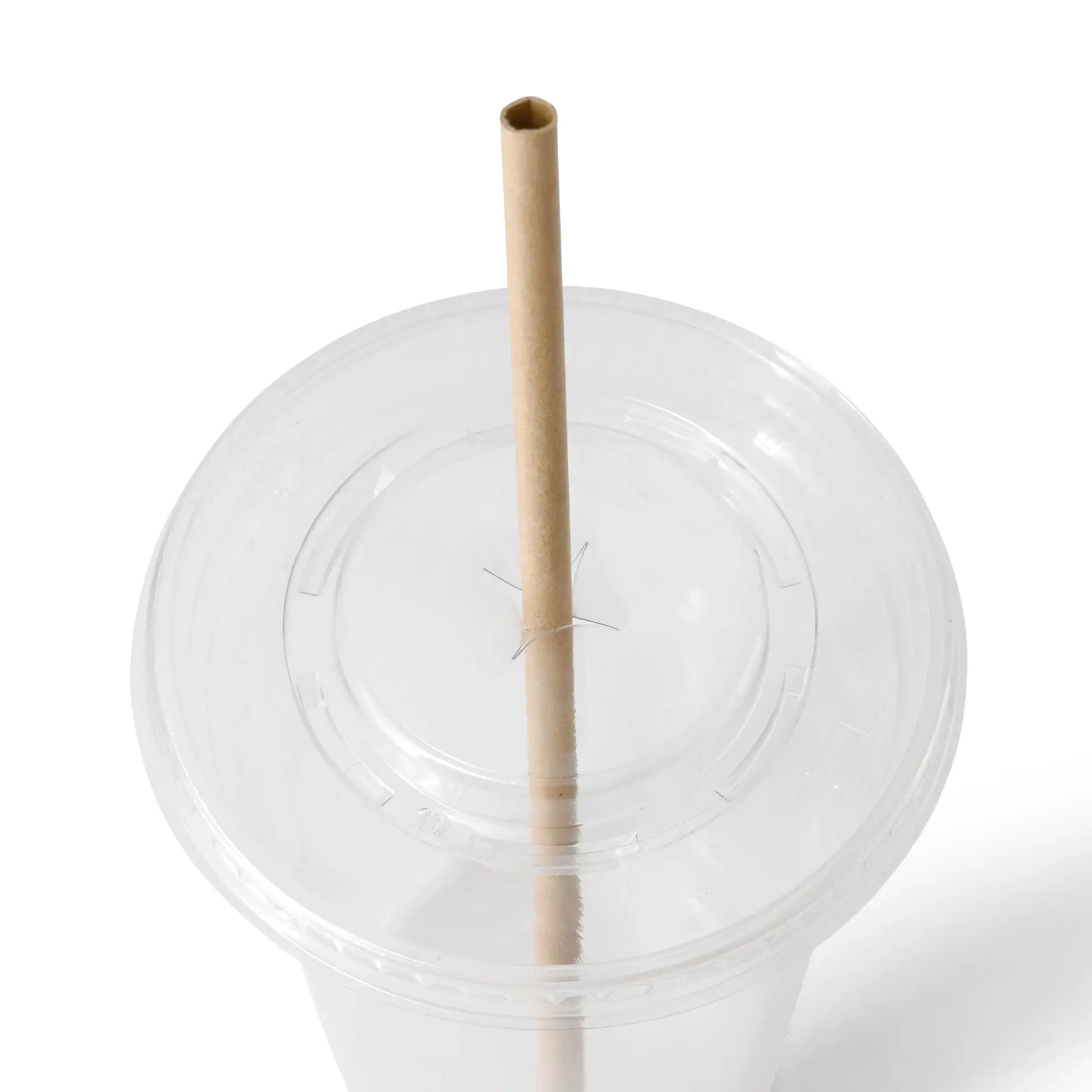 Paille en papier 20 cm, Ø 0,6 cm, brun, roulé verticalement