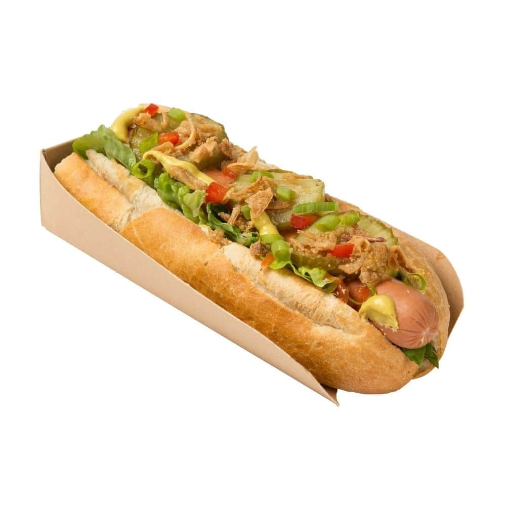 Karton-Hot-Dog-Schalen 18 x 5 x 3,5 cm, braun, faltbar