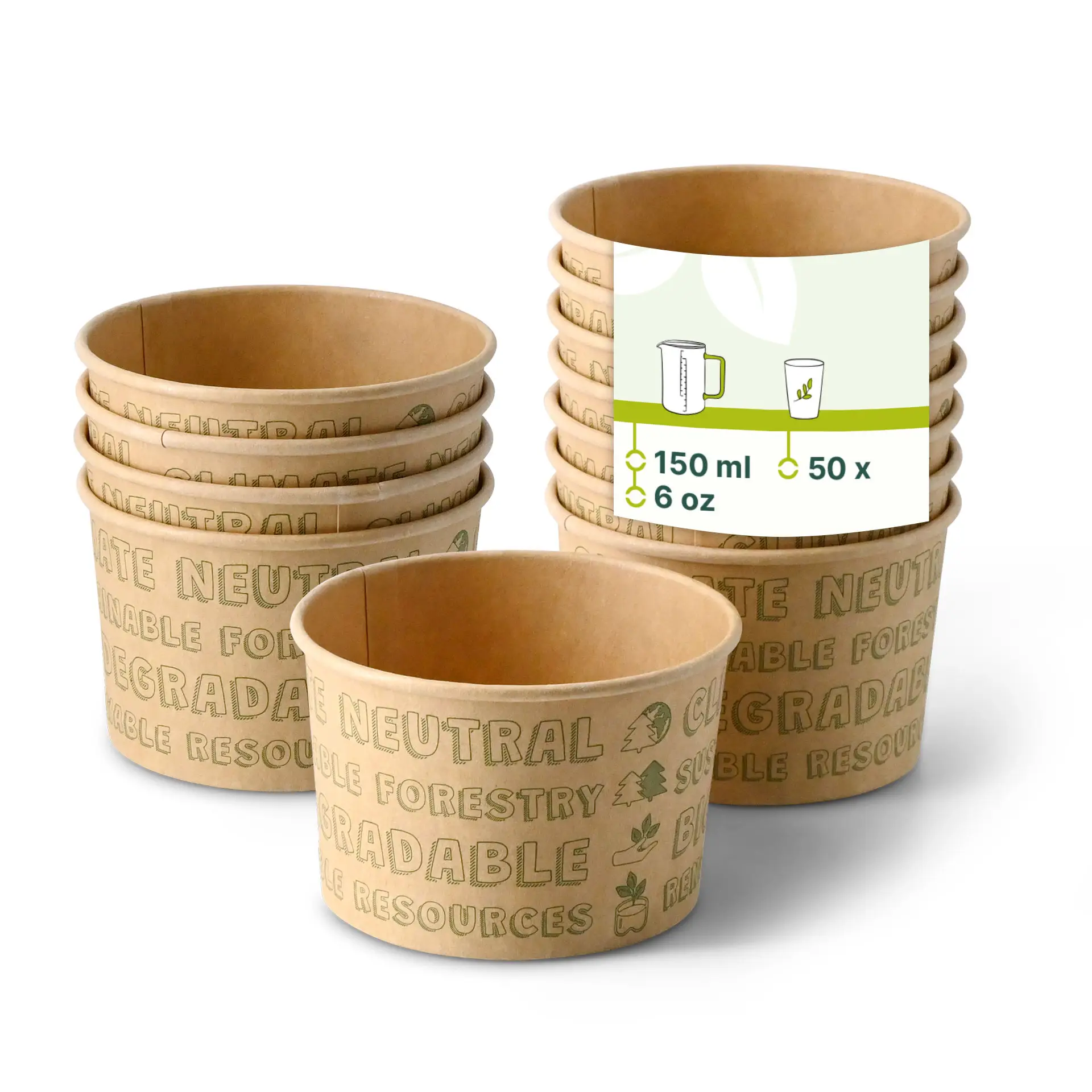 Papp-Eisbecher (bio-beschichtet) 150 ml / 6 oz, ungebleicht, EcoUp Papp-Eisbecher (bio-beschichtet) 150 ml / 6 oz, ungebleicht, EcoUp