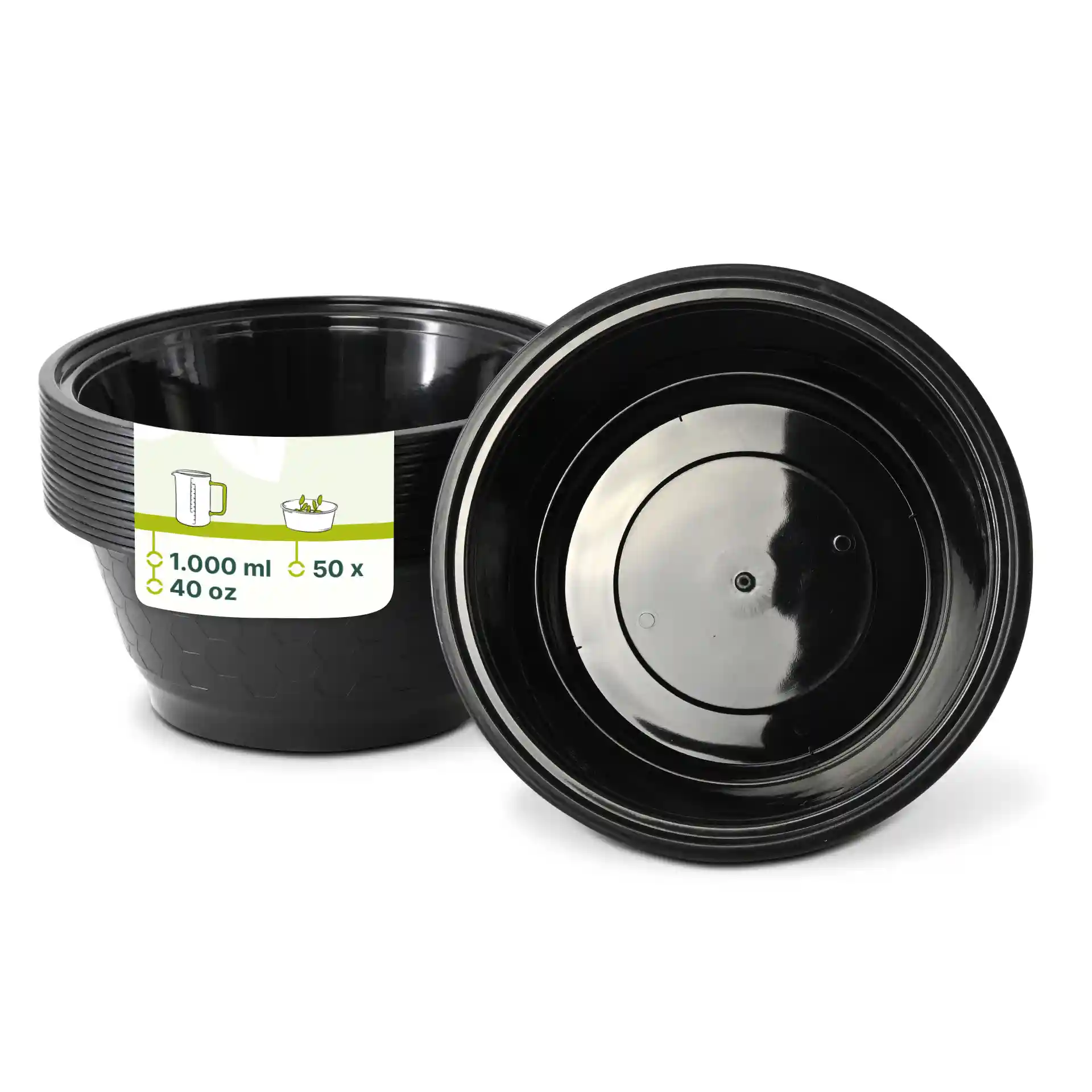Mehrwegbehälter aus PP 1000 ml, tief, schwarz